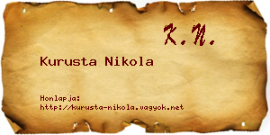 Kurusta Nikola névjegykártya
